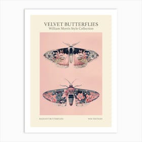 Velvet Butterflies Collection Radiant Butterflies William Morris Style 7 Art Print