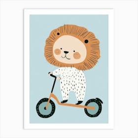 Lion Riding A Bike Art Print