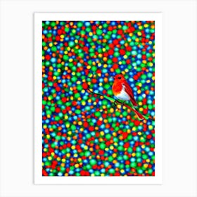 European Robin 2 Yayoi Kusama Style Illustration Bird Art Print