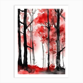 Red Trees In The Forest Art Print