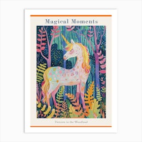 Floral Fauvism Style Unicorn In The Woodland 3 Poster Art Print