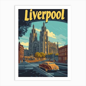 Aihrgdesign A Retro Travel Poster For Liverpool Featuring The Ea48d6b8 B6f0 4d58 9a32 5058fd28f6c9 1 Art Print