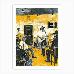 Duotone Illustration Live Music Scene Austin Texas  4 Art Print