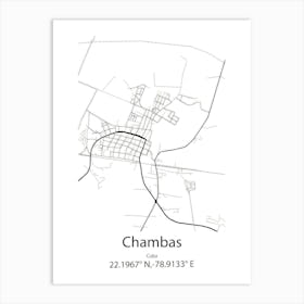 Chambas,Cuba Minimalist Map Art Print