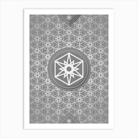 Geometric Glyph Sigil with Hex Array Pattern in Gray n.0251 Art Print