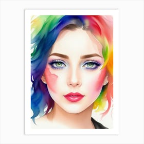 Girl With Colorful Hair Art Print