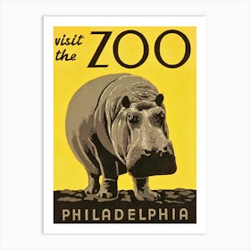 Hippo In Philadelphia Zoo, Vintage Poster Art Print