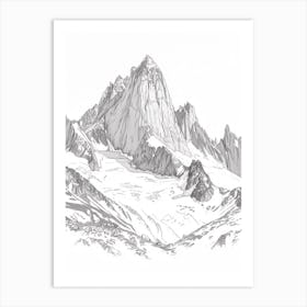 Mount Whitney Usa Line Drawing 5 Art Print