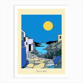 Poster Of Minimal Design Style Of Santorini, Greece 3 Art Print