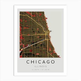 Chicago Map Print - Kurozawa style Art Print