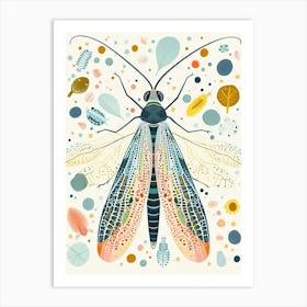 Colourful Insect Illustration Lacewing 14 Art Print