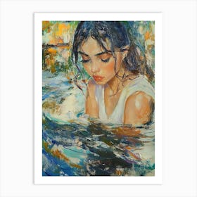 Girl In Water Art Print