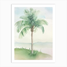 Palm Tree Atmospheric Watercolour Painting 3 Art Print