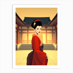 Geisha Woman in Yard Art Print