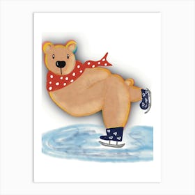 Skating Bear,iceskating,funny,cute bear,kids,nursery,bear print Art Print