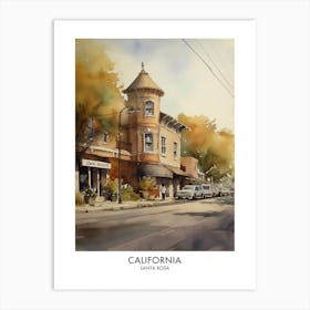 Santa Rosa, California 2 Watercolor Travel Poster Art Print