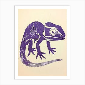 Block Print Chameleon 3 Art Print