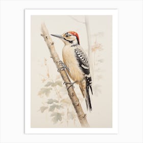 Vintage Bird Drawing Woodpecker 2 Art Print