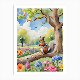 Squirrel In The Garden 1 Art Print