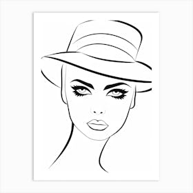 Line Art Inspired By Woman With A Hat By Matisse 3 Art Print