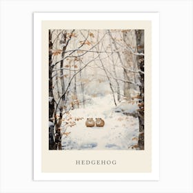 Winter Watercolour Hedgehog Poster Art Print