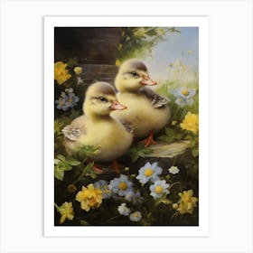 Ducklings At The Cottage 2 Art Print