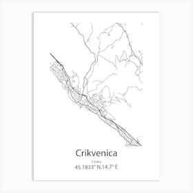 Crikvenica,Croatia Minimalist Map Art Print