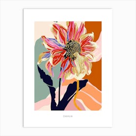 Colourful Flower Illustration Poster Dahlia 4 Art Print