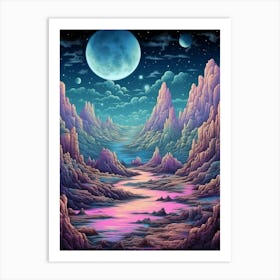 Lunar Landscape Pixel Art 4 Art Print