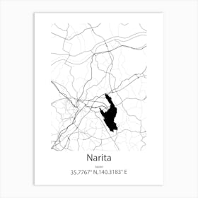 Narita,Japan Minimalist Map Art Print