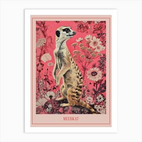 Floral Animal Painting Meerkat 1 Poster Art Print