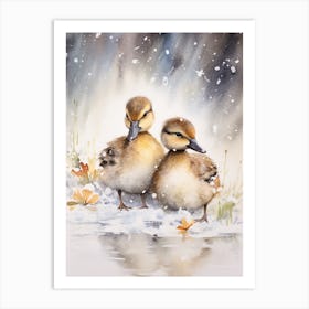 Ducklings In The Rain 2 Art Print