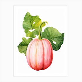 Pink Banana Pumpkin Watercolour Illustration 4 Art Print