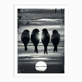 Birds On Wire Art Print