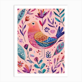 Bird On A Pink Background 1 Art Print