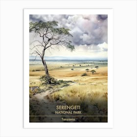Serengeti National Park Tanzania Watercolour 2 Art Print