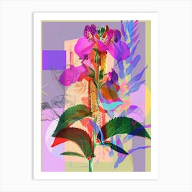 Aconitum 3 Neon Flower Collage Art Print