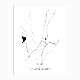 Eilat,Israel Minimalist Map Art Print