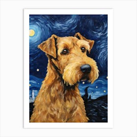 Airedale Terrier Starry Night Dog Portrait Art Print