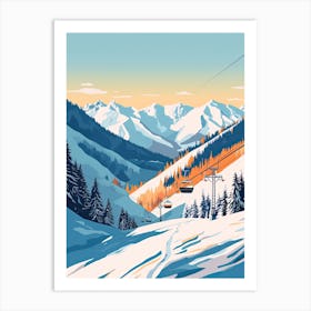 Zell Am See   Kaprun   Austria, Ski Resort Illustration 2 Simple Style Art Print