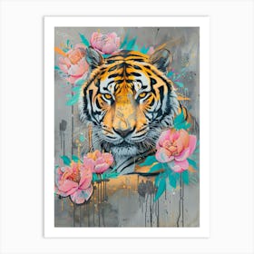 Tiger With Flowers 2 Art Print