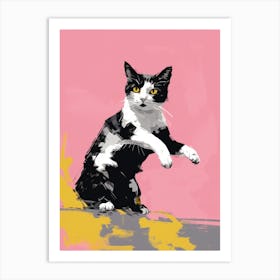 Cat On A Pink Background 1 Art Print