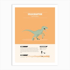 Velociraptor - Dinosaur Fact Art Print