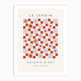 Le Jardin | 08 - Floral Check Lavender Checkered Daisies Art Print