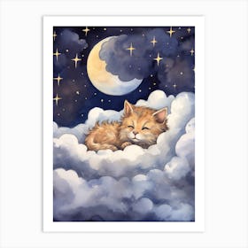 Baby Lynx 3 Sleeping In The Clouds Art Print