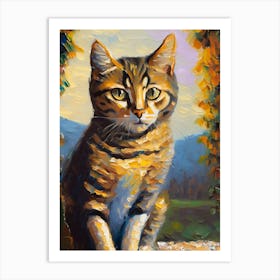 Tabby Cat Fine Art Oil Painting Art Print