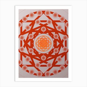 Geometric Abstract Glyph Circle Array in Tomato Red n.0165 Art Print