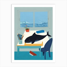 Whale At The Desk Art Print