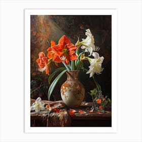 Baroque Floral Still Life Amaryllis 2 Art Print
