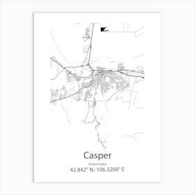 Casper,United States Minimalist Map 1 Art Print